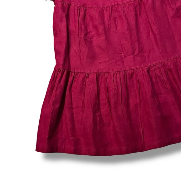 Chico's Linen Midi Dress Size 1 (8) Magenta Tiered Long Ruffle V Neck Pockets - Picture 8 of 11